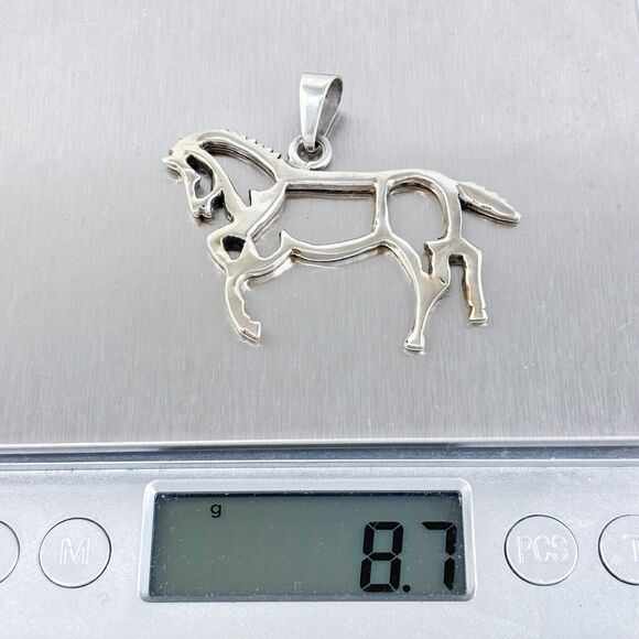 Vintage Sterling Silver 925 Openwork Horse Pendant - Picture 7 of 8